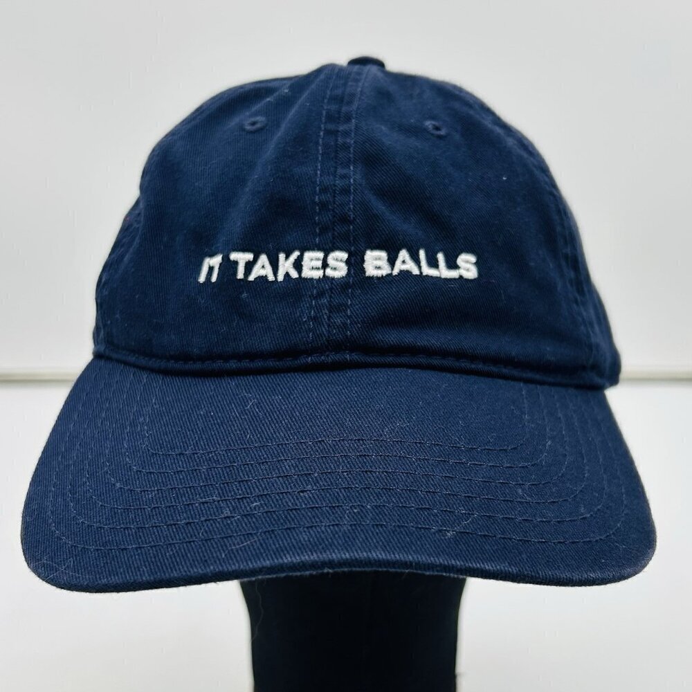 It Takes Balls Donate Cotton Adjustable Baseball Hat Cap Navy Embroidered Funny